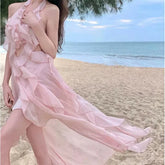 Aiertu - The Rose Hue of a Conch Shell Pink Dress Mermaidcore Kawaii Academia Y2K Cottagecore Coquette Fairycore Dollette Princesscore Aiertu