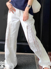 Aiertu New Bottoms Y2k Wide Leg Pants for Women Fashion Patchwork Lace White Trousers High Waist Straight Casual Summer Pantalon Femme Aiertu