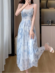 Aiertu New Spaghetti Strap Elegant Women Summer Dress Sleeveless Casual A-Line Print Prom Beach Party Dresses Female Vestidos Mujers Aiertu