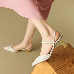 Aiertu Summer Woman Shoes Sheep Suede Leather Shoes for Women Pointed Toe Thin Heel Women Sandals Slingback High Heels Retro Shoes Aiertu