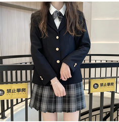 2024 Women Long Sleeve Loose JK Brown Suit Jacket Uniform Blazer Three Buttons Spring Autumn Girls College Preppy Style Coat Aiertu