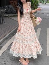 Aiertu Summer French Elegant Floral Midi Dress Beach Style Korean Fashion Lace Dress Evening Party Sexy Sleeveless Dress Woman Chic Aiertu