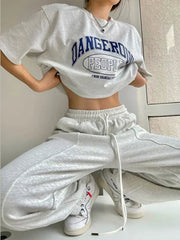 Aiertu Women Sweatpants Casual Joggers Sports Wide Leg Trousers Hip Hop Korean Fashion Harajuku Y2k Female Loose Streetwear Aiertu