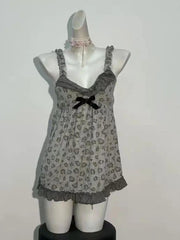 AIERTU - Sexy Leopard Print Dress Y2k Vintage Goth Punk Slim WomanClothes Aesthetic Harajuku Backless Summer Sleeveless Dresses Gyaru 90s Aiertu