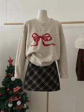 Aiertu Sweet Knitted Sweater Women Oversized Bow Embroidery Pullover Korean Fashion Casual Jumper All-Match Autumn Winter High Street Aiertu
