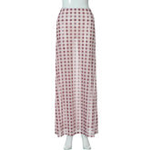 AIERTU - Autumn Vintage Plaid Pattern High Waist Slim Fit Ladies Maxi Skirts Vacation Party Mesh Elastic Fashion Mesh Long Skirt Aiertu