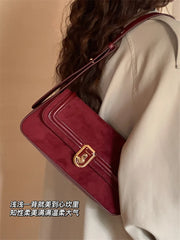 Vintage Elegant Red Shoulder Bag For Women High Street Luxury Designer Handbag Female Retro Purse Underarm Bag Y2k Aiertu