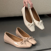 AIERTU - Bowtie Flat Shoes Women Ballerinas Square Toe Slip on Ballet Flats Lazy Loafers Moccasins Ladies Casual Comfort Shoes Aiertu