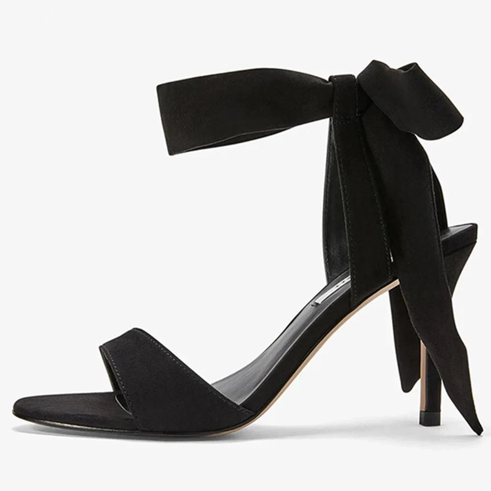 Aiertu High Heel Solid Women's Stiletto Matte Bow Cross Straps Fashion Sexy Open Toe One Word Belt Sandals Women Aiertu