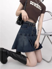 Aiertu Korean Y2K Style Harajuku High Waist High Street Jeans Skirts 2023 Summer Women's Sexy Loose Fit Hotsweet Denim Pleated Skirt Aiertu