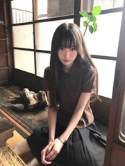 AIERTU - Shirts Women Vintage Striped Puff Short Sleeve Short Sleeve Elegant Sweet Tops Y2k Aesthetic Harajuku Blouse Female Aiertu