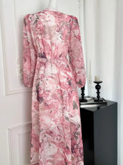 Aiertu Fashion New Women Floral Casual Midi Pink Dress Summer Elegant Chic Bandage A-Line Party Beach Maxi Vestidos Female Robe Clothes Aiertu