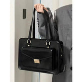 Aiertu Vintage Black Shoulder Bag Briefcase Women Preppy Style Pu Leather Jk Handbag Ladies Large Capacity Casual Handbags Y2k Aiertu