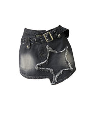 Aiertu Women Black Gothic Denim Skirts Harajuku A-Line Mini Jean Skirt Vintage Y2k Aesthetic Oversize Skirt 2000s Trashy Clothes Summer Aiertu