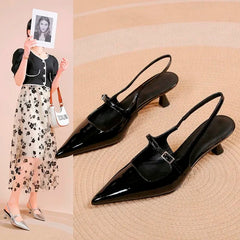 Aiertu Shoes for Women New Pointed Toe Women's Slingback Sandals Simple and Elegant Dress Shoes High Quality Silver Heels Women Aiertu