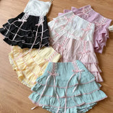 Aiertu - Fruit Cupcake Maid Cafe Pink Skirt Skort Dark Academia Kawaii Academia Y2K Cottagecore Coquette Fairycore Dollette Princesscore Bottoms Aiertu