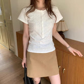 AIERTU - New Summer Simple Casual Solid Color Cotton Soft Glutinous Short Sleeved T-shirt for Women Aiertu