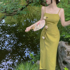 Aiertu Vintage Elegant Long Dresses Women Casual Slim Korean Party Holiday Dresses Female 2024 Summer One-piece Dress Beach Fashion Y2k Aiertu