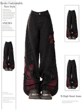 Aiertu Women's Black Gothic Baggy Jeans Harajuku Y2k Aesthetic Butterfly Denim Trousers Korean Jean Pants Vintage 2000s Trashy Clothes Aiertu