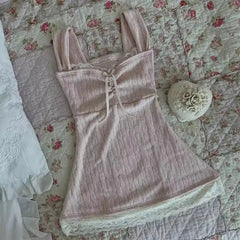 AIERTU - Lace Bow Y2K Versatile Tank Top Summer New Women Fashionable Sweet Versatile Multiple Styles Comfortable Skin Friendly Camisole Aiertu