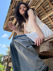 Aiertu Japanese Cute Bandage Ruffles Dress Women Y2k Aesthetic Sweet Fairy Dresses Summer Sleeveless Elegant Grunge Vestido De Mujer Aiertu