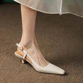 Aiertu Summer Women Shoes Cow Leather Shoes Women Slingback Thin Heel Sandals for Women Square Toe Women Shoes Designer sandals Aiertu