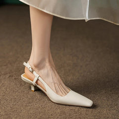 Aiertu Summer Women Shoes Cow Leather Shoes Women Slingback Thin Heel Sandals for Women Square Toe Women Shoes Designer sandals Aiertu