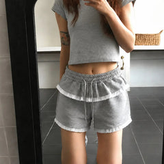 AIERTU - Summer Playful and Cute Lace Splicing Skirt Sports Style Shorts and Sweatpants Aiertu