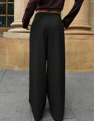 AIERTU - Irregular Splicing Straight Wide-leg Pants Women's Autumn and Winter Drape Suit Pants Design Trousers Aiertu