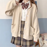 AIERTU - Girly Knitted Sweater Cardigan Long-sleeved Jacket College Style Autumn and Winter Sweater Women Aiertu