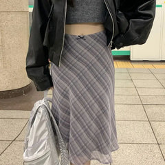 Aiertu England Style Plaid Skirt Women A-line Knee-length Summer 2024 Korean Fashion Harajuku Bottom Ladies Skirts Chic Y2k Aiertu