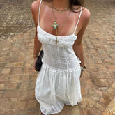 AIERTU - Women Y2K Maxi Dress Elegent Spaghetti Strap Square Neck Pleated Front Flowy Long Dress Summer Backless Ruched Ruffle Hem Dress Aiertu