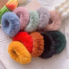 Aiertu Winter Fluffy Fur Elastic Hair Bands Hair Rings For Women Girls Plush Hair Ropes Hairwear Rubber Band Hair Loop Hair Accessories aiertu