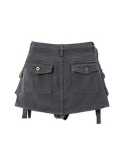 Aiertu Grey Mini Skirts Women High Waist Cargo Skirt Fashion Autumn Winter Woman Skirt Streetwear Short Skirts Pockets For Women Aiertu