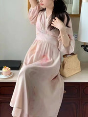 Aiertu French Style Women Fashion Elegant Casual Midi Party Dress Vintage Chic A-Line Prom Birthday Clothes Female Summer Vestidos New Aiertu