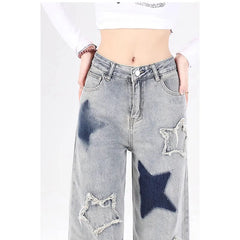 Aiertu Women’s Jeans Y2k Jeans Star Jeans High Waisted Cargo Pants Women Star Pants Cute Jeans for Women Aiertu