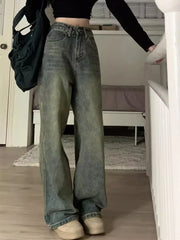 Aiertu Vintage Washing Y2k Baggy Denim Pants Women 2024 Spring Fashion High Waist Wide Leg Jeans Trouser Casual Streetwear Aiertu
