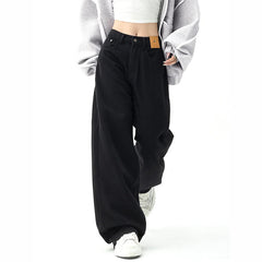 Aiertu Black Baggy Straight Jeans Women Korean Fashion Streetwear High Waist Wide Leg Denim Pants Female Loose Mopping Jean Trouser Y2K Aiertu