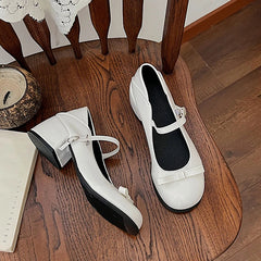Aiertu Retro Style JK Women Mary Jane Shoes Fashion Shallow Butterfly-knot Leather Shoes Autumn Ladies Dancing Party Prom Pumps Aiertu