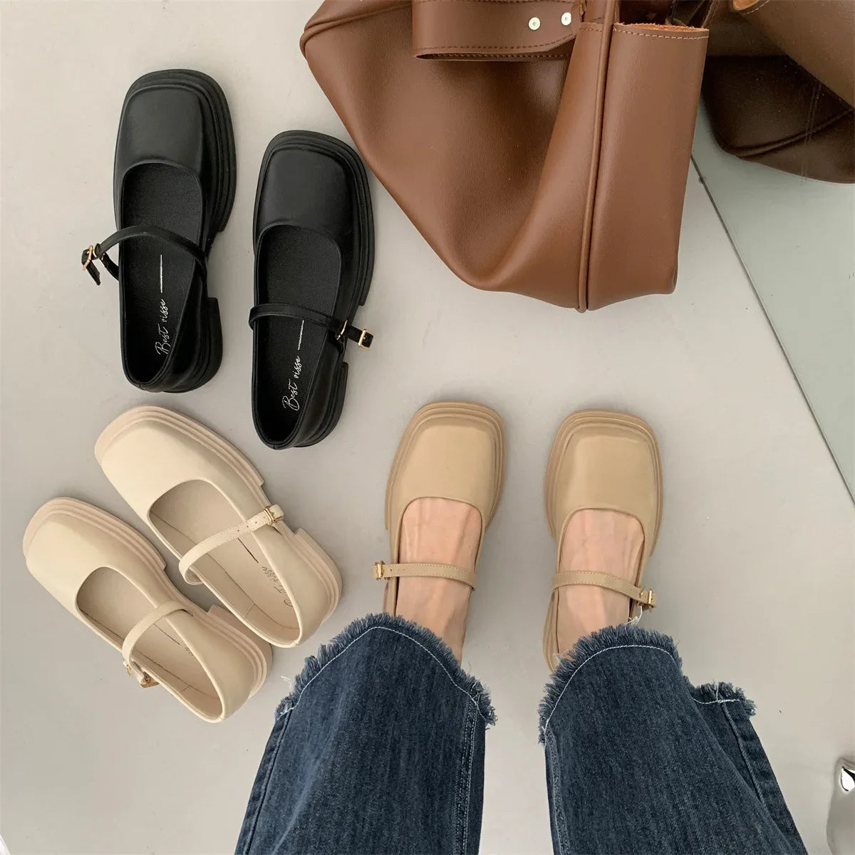 Aiertu Soft Soles Women Shoe Comfortable Japanese Thick Soled Leather Shoes Women Spring Autumn New 2024 British Style Shoes for Women Aiertu