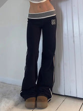 AIERTU - American Simple Stripe Casual Trousers Print Slim Knit All-match Office Lady Pants Straight Personalized Streetwear Hip Hop Pant Aiertu