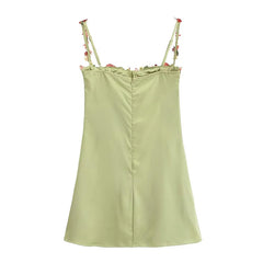 Aiertu New Fashion Women Floral Embroidery Sling Mini Sexy Dresses Summer Party Robe Aiertu