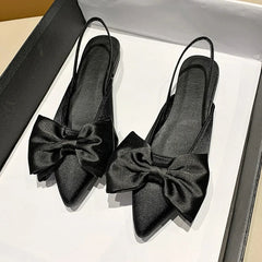 Aiertu Summer Women Baotou Sandals Fashion Bow-knot Low Heels Pumps Female Silk Sexy Pointed Sandalias De Mujer Women's Shoes Aiertu