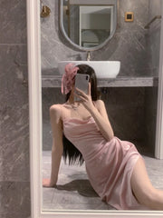 Aiertu Y2k Pink Sexy Slip Dress Bodycon Spaghetti Strap Night Club Party Midi Dresses Summer Sundress Korean Fashion Kpop Aiertu