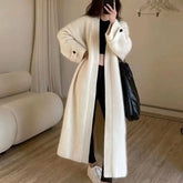 Autumn Winter Women Button Long Sleeve Knitted Long Cardigan Coats Lady Baggy Knitwear Sweater Aiertu
