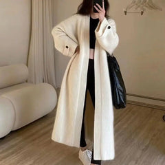 Aiertu Autumn Winter Women Button Long Sleeve Knitted Long Cardigan Coats Lady Baggy Knitwear Sweater Aiertu