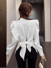 Aiertu Office Ladies Blazer Jacket Women Turn Down Collar Single Breasted Korean Casual White Vintage Outerwear Stylish Tops Aiertu