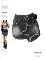 Aiertu Women Black Gothic Denim Skirts Harajuku A-Line Mini Jean Skirt Vintage Y2k Aesthetic Oversize Skirt 2000s Trashy Clothes Summer Aiertu