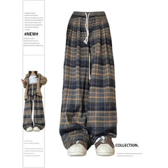 Aiertu Women's Plaid Baggy Sweatpants Harajuku Streetwear Fashion Aesthetic Pants Retro 2000s Vintage Oversize Wide Leg Trouser Clothes Aiertu