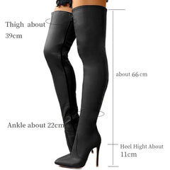 12 Autumn/Winter Women's Boots Pointed Side Zipper Slim High Heels Large Over Knee Boots Women's Boots Platform Boots Womens Shoes Aiertu